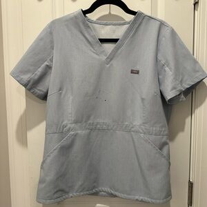 FIGS Adra Slim Chambray Scrub Top